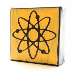 Atom Art Block- Modern Atomic- Free Shipping